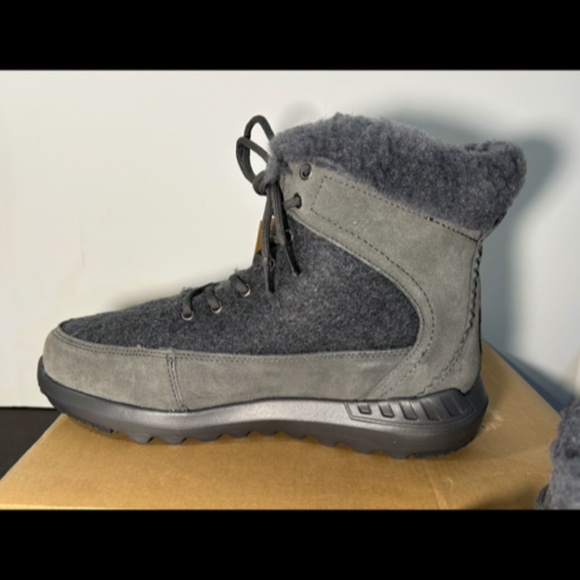BEARPAW Cheryl Suede Wool Blend Lining Winter Boots Charcoal/Black Womans 10 - Picture 7 of 16